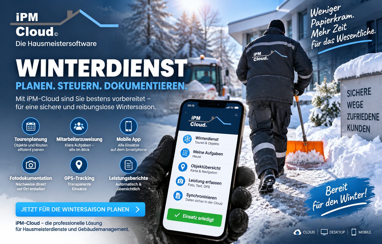 Winterdienstplanung und Dokumentation ohne Zettelchaos – mit iPM-Cloud
